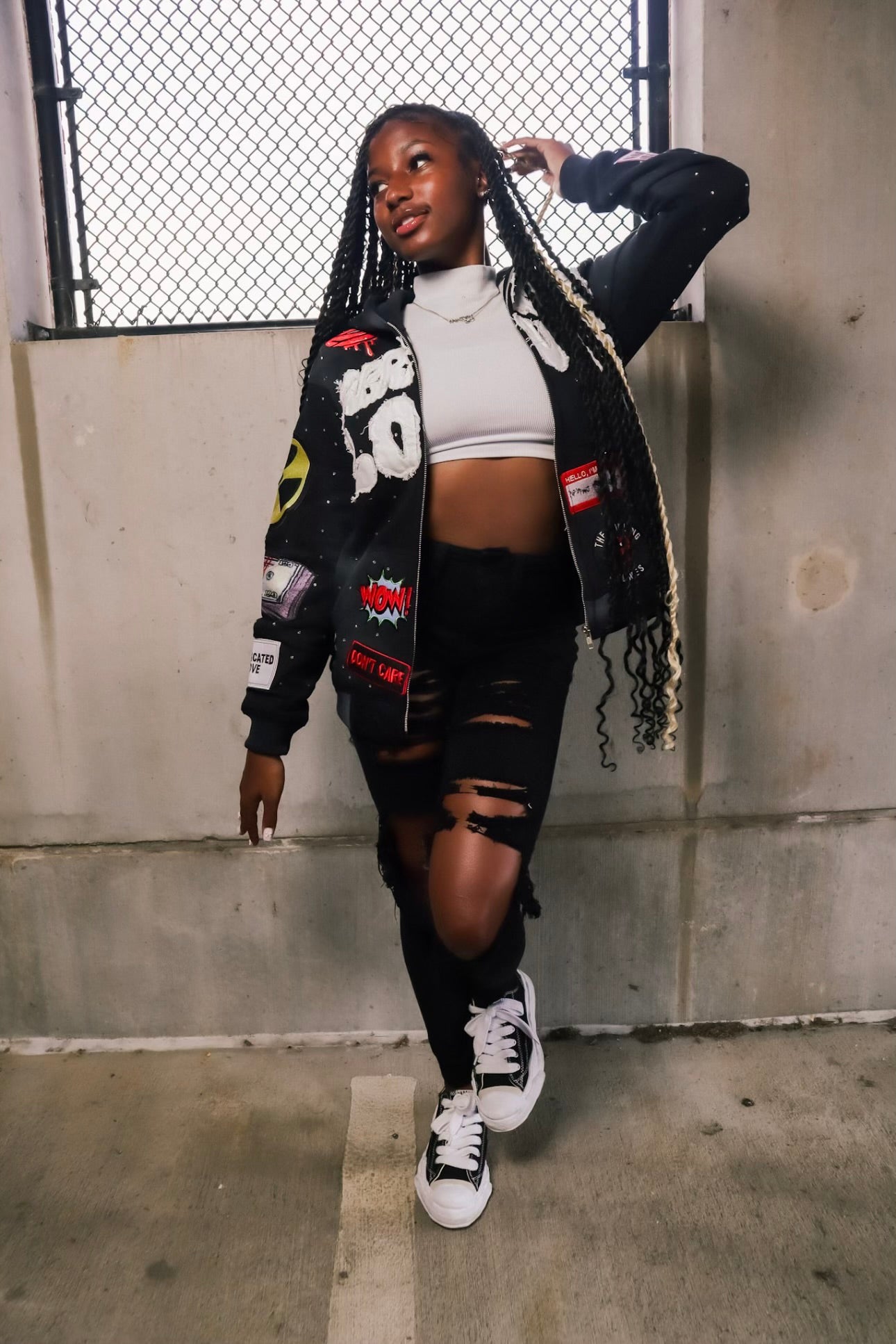 FABRICATED LOVE  “I KNOW MY EX MAD AF”  BLACK ZIP-UP HOODIE