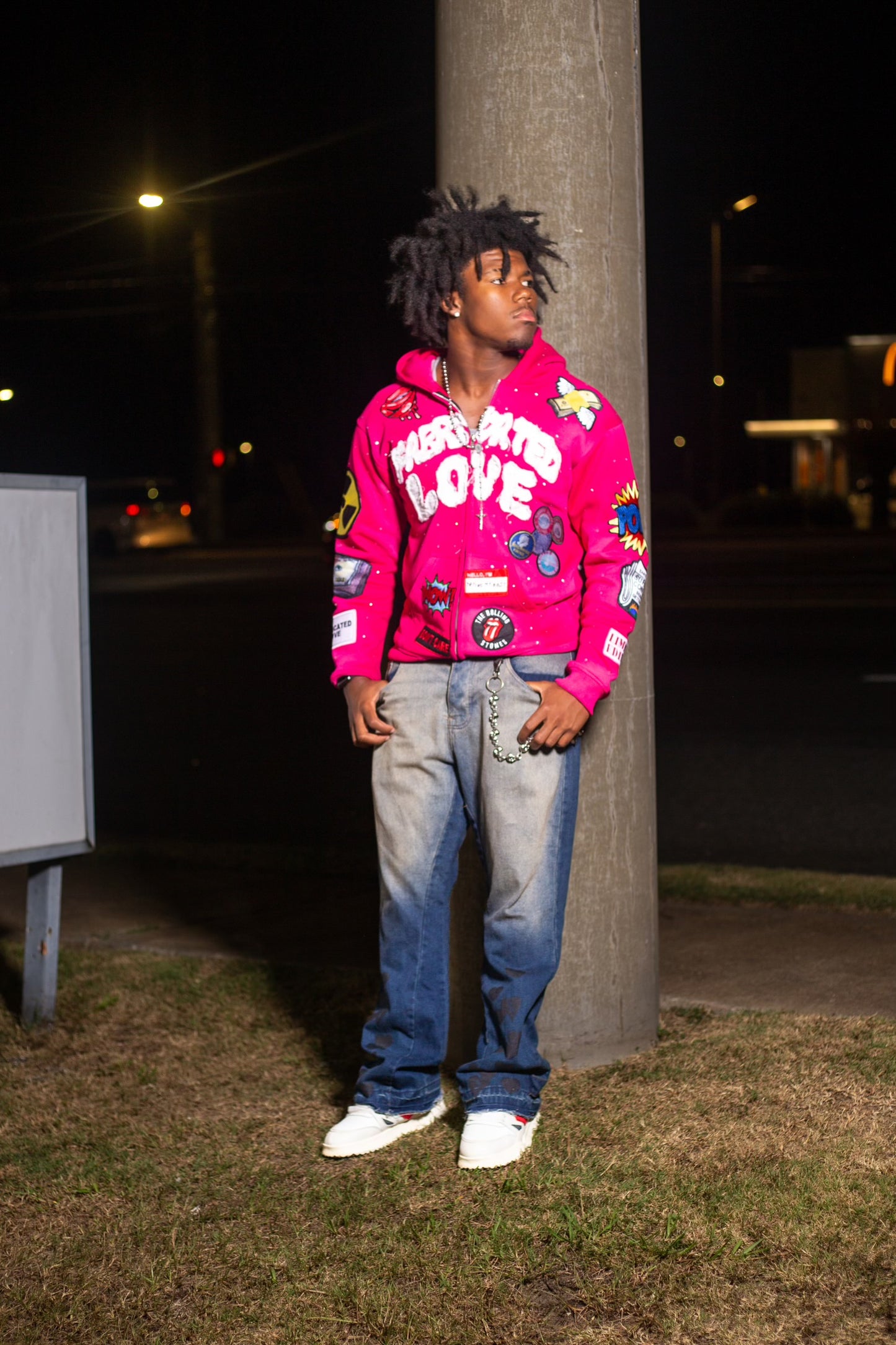 FABRICATED LOVE  “I KNOW MY EX MAD AF” PINK ZIP-UP HOODIE