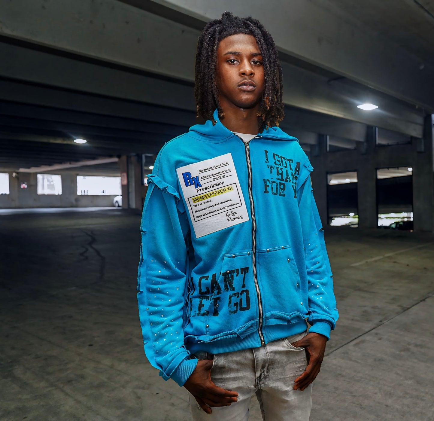 FABRICATED LOVE BLUE                   🎶I GOT A THANG FOR YOU🎶     ~LOVE SICK ZIP-UP