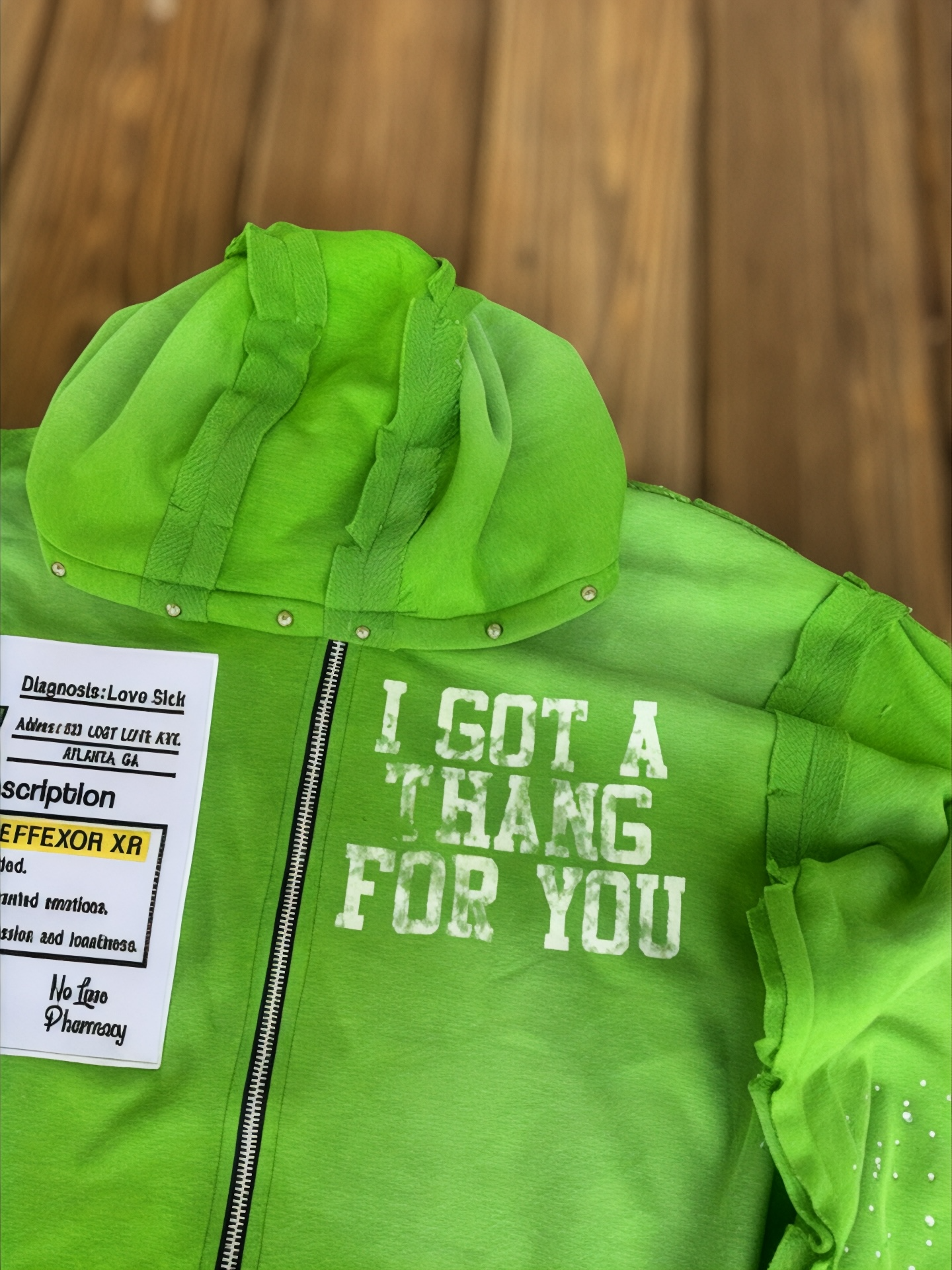 FABRICATED LOVE GREEN                   🎶I GOT A THANG FOR YOU🎶     ~LOVE SICK ZIP-UP