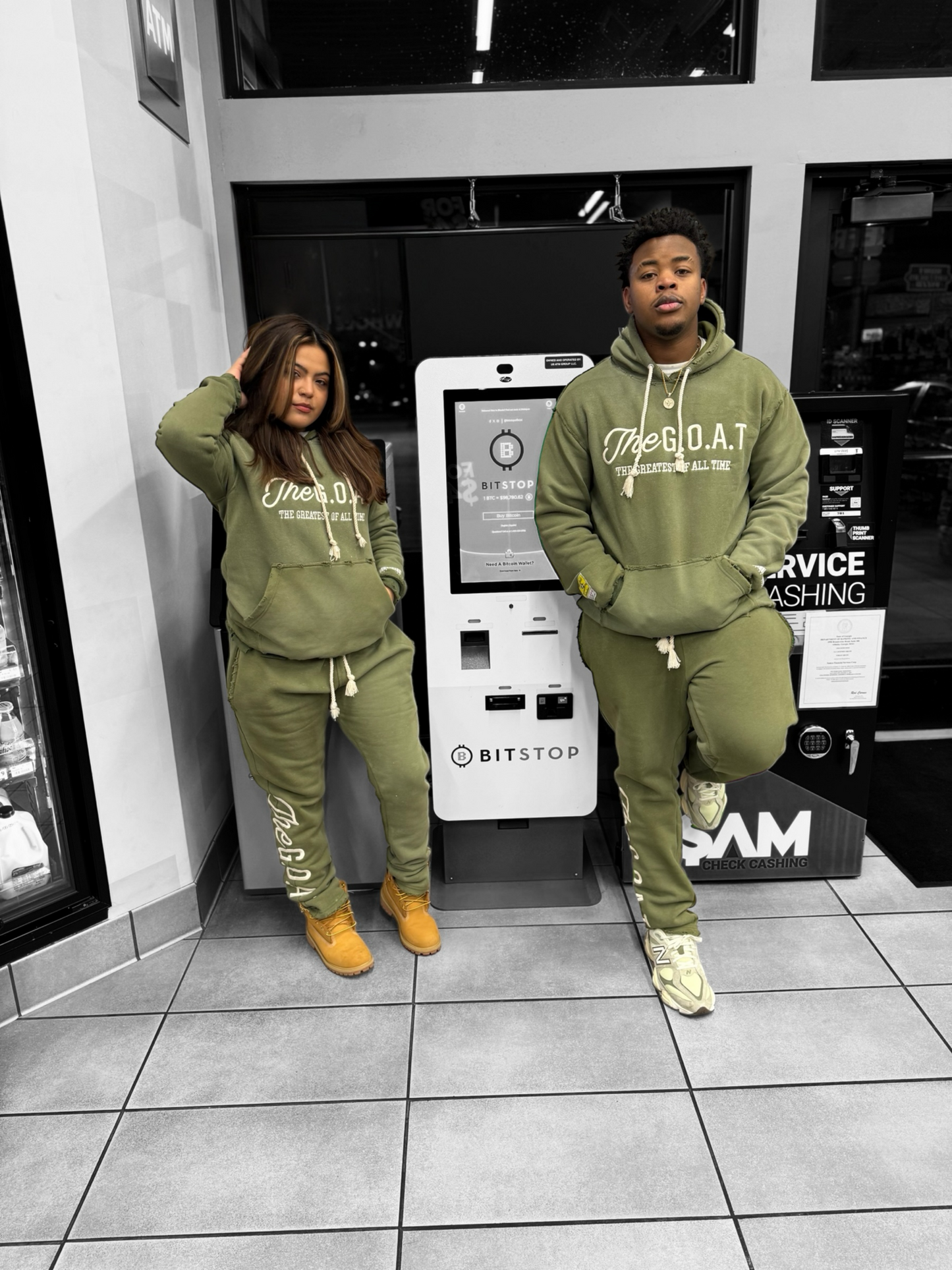 The G.O.A.T Signature Olive Green Hoodie jogger set.