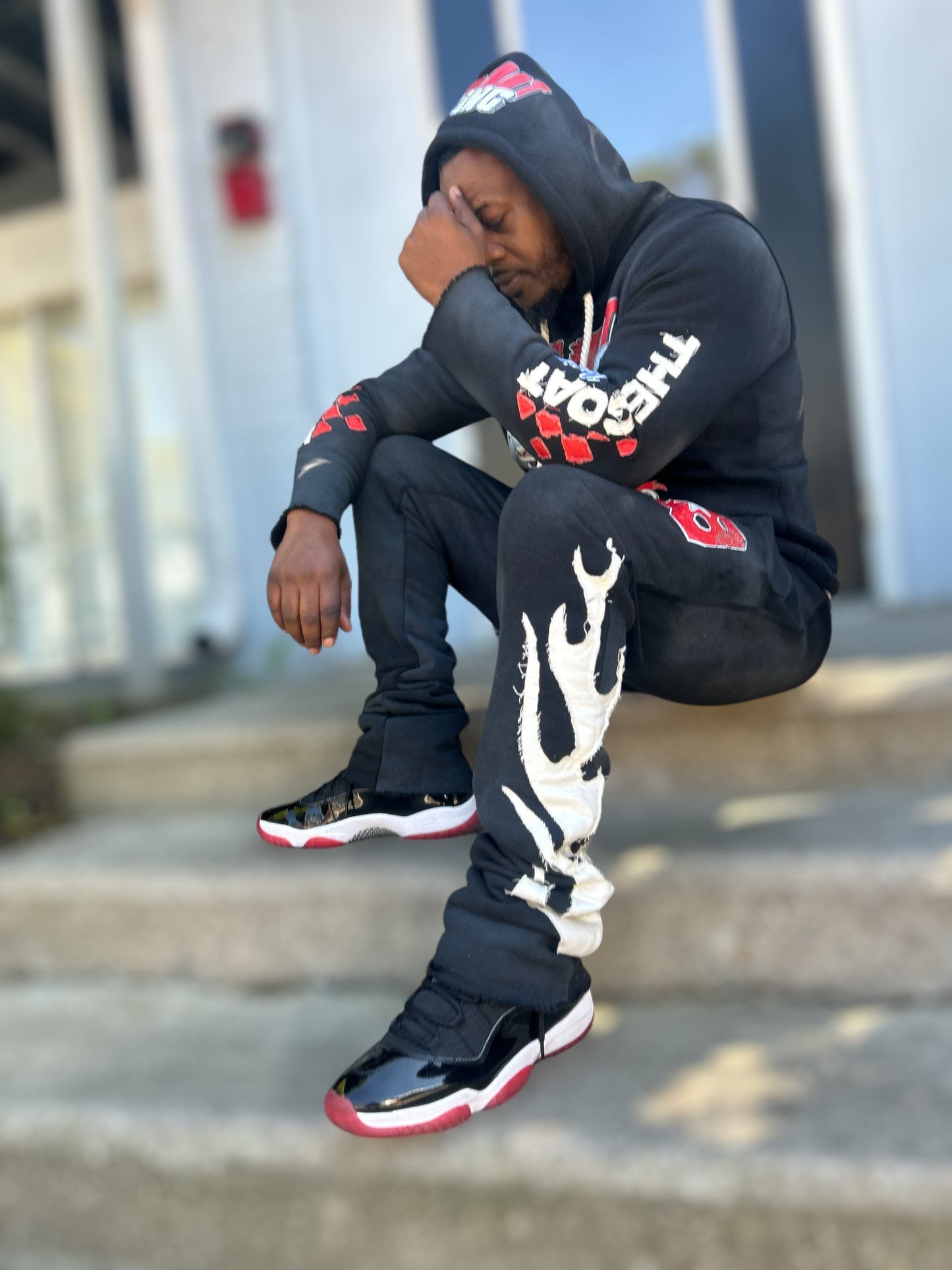 The G.O.A.T “RACING 2 THE MONEY” BLACK/WHITE/RED Hoodie & Jogger set
