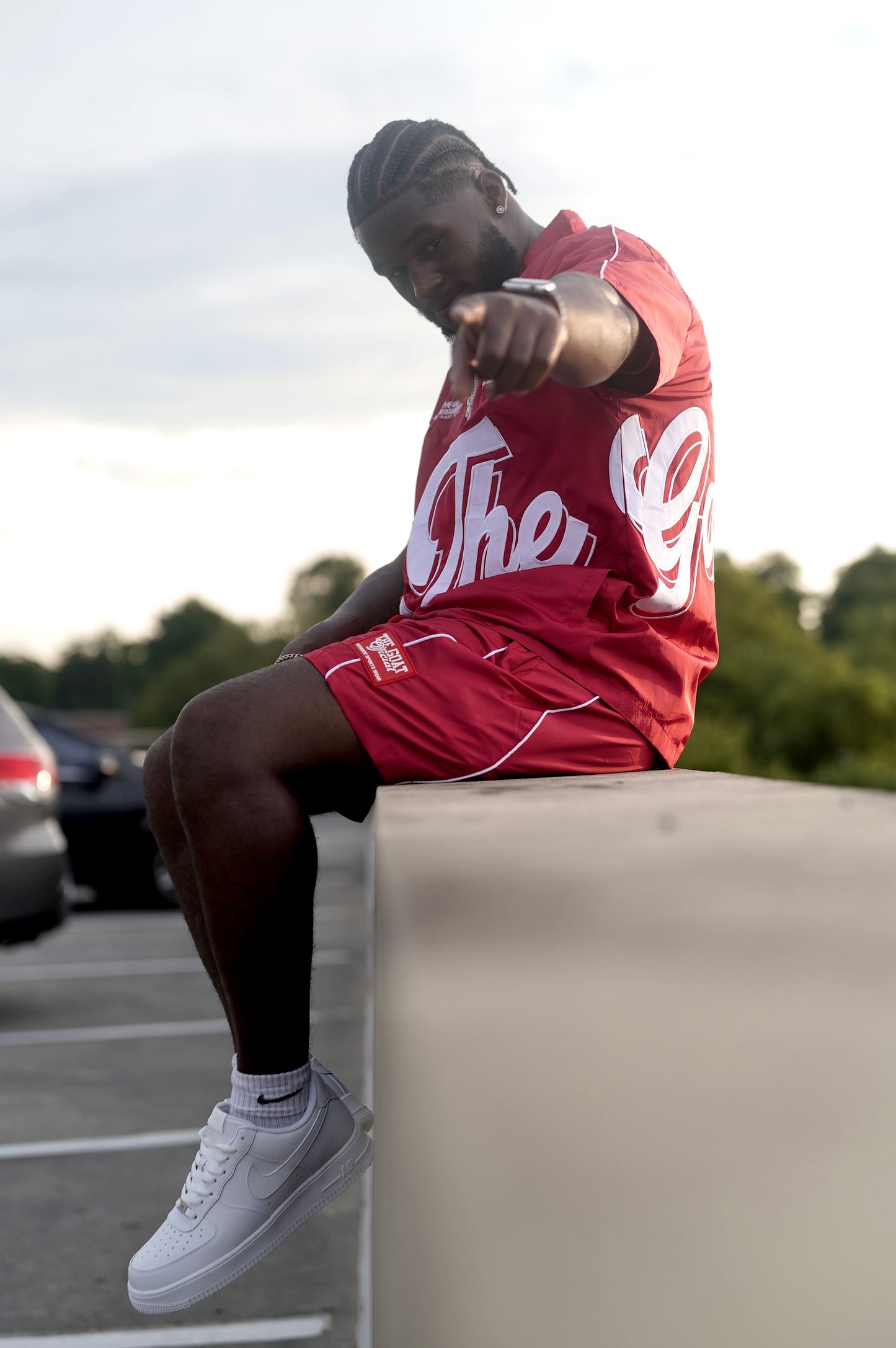 THE GOAT RED & WHITE WIND-BREAKER SHORT SET!