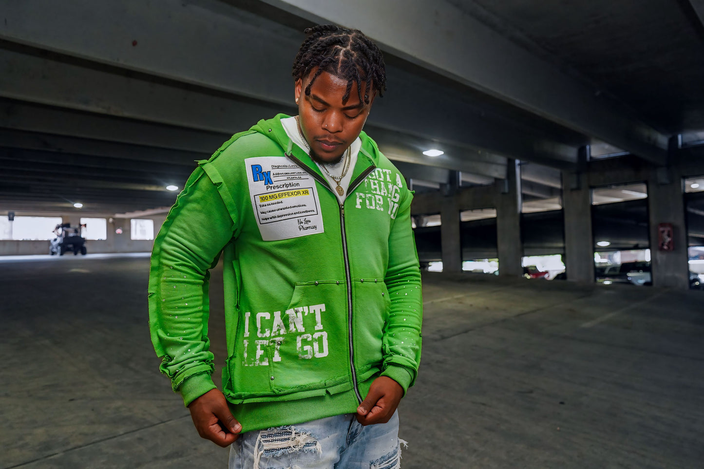 FABRICATED LOVE GREEN                   🎶I GOT A THANG FOR YOU🎶     ~LOVE SICK ZIP-UP