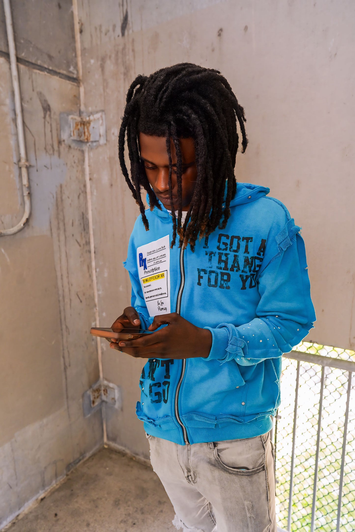 FABRICATED LOVE BLUE                   🎶I GOT A THANG FOR YOU🎶     ~LOVE SICK ZIP-UP