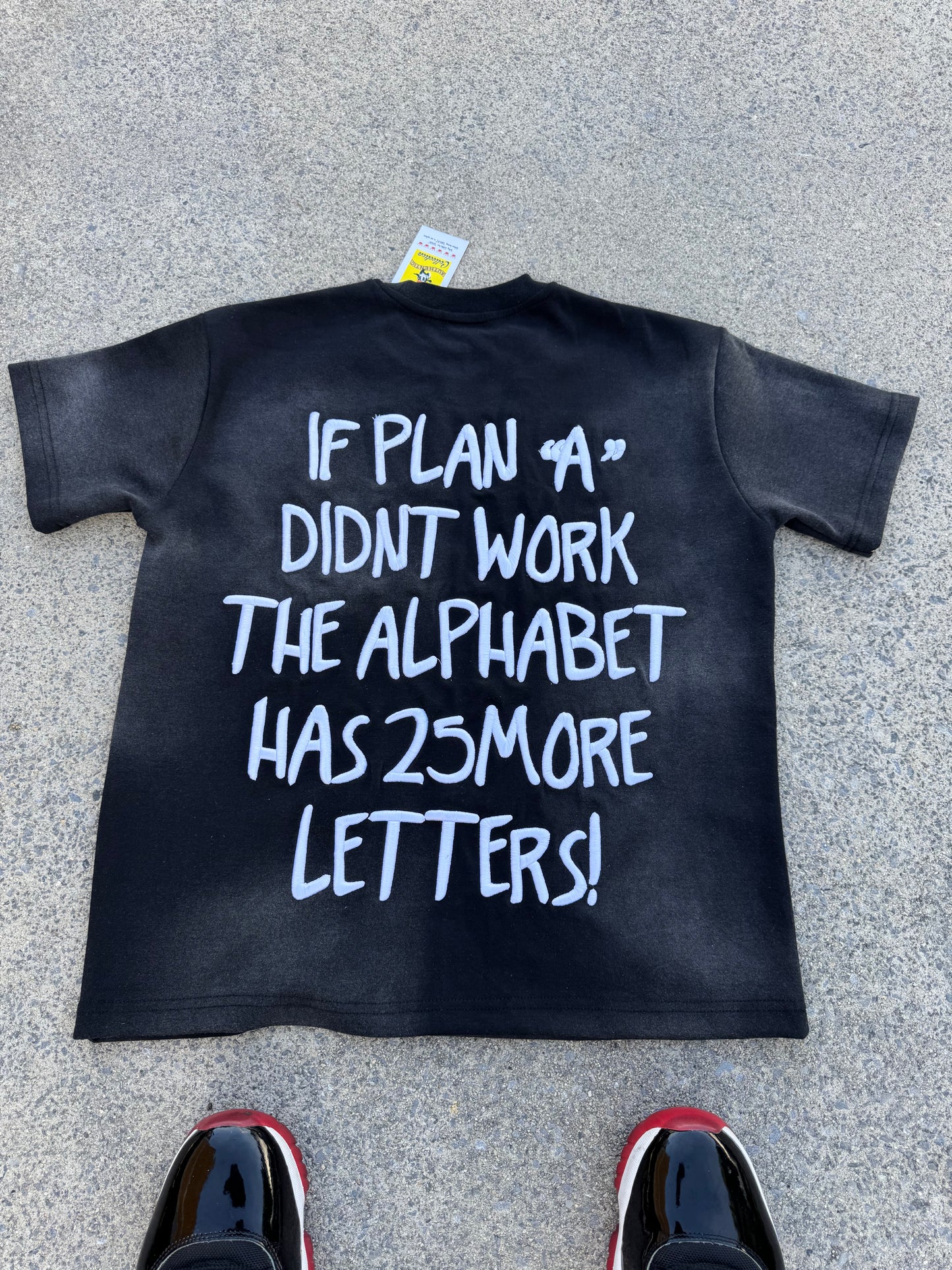 THE GOAT “KEEP GOING” MOTIVATIONAL BLACK ACID WASH T SHIRT