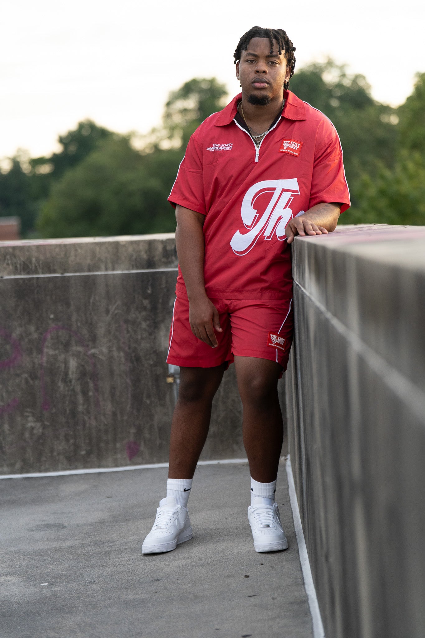 THE GOAT RED & WHITE WIND-BREAKER SHORT SET!