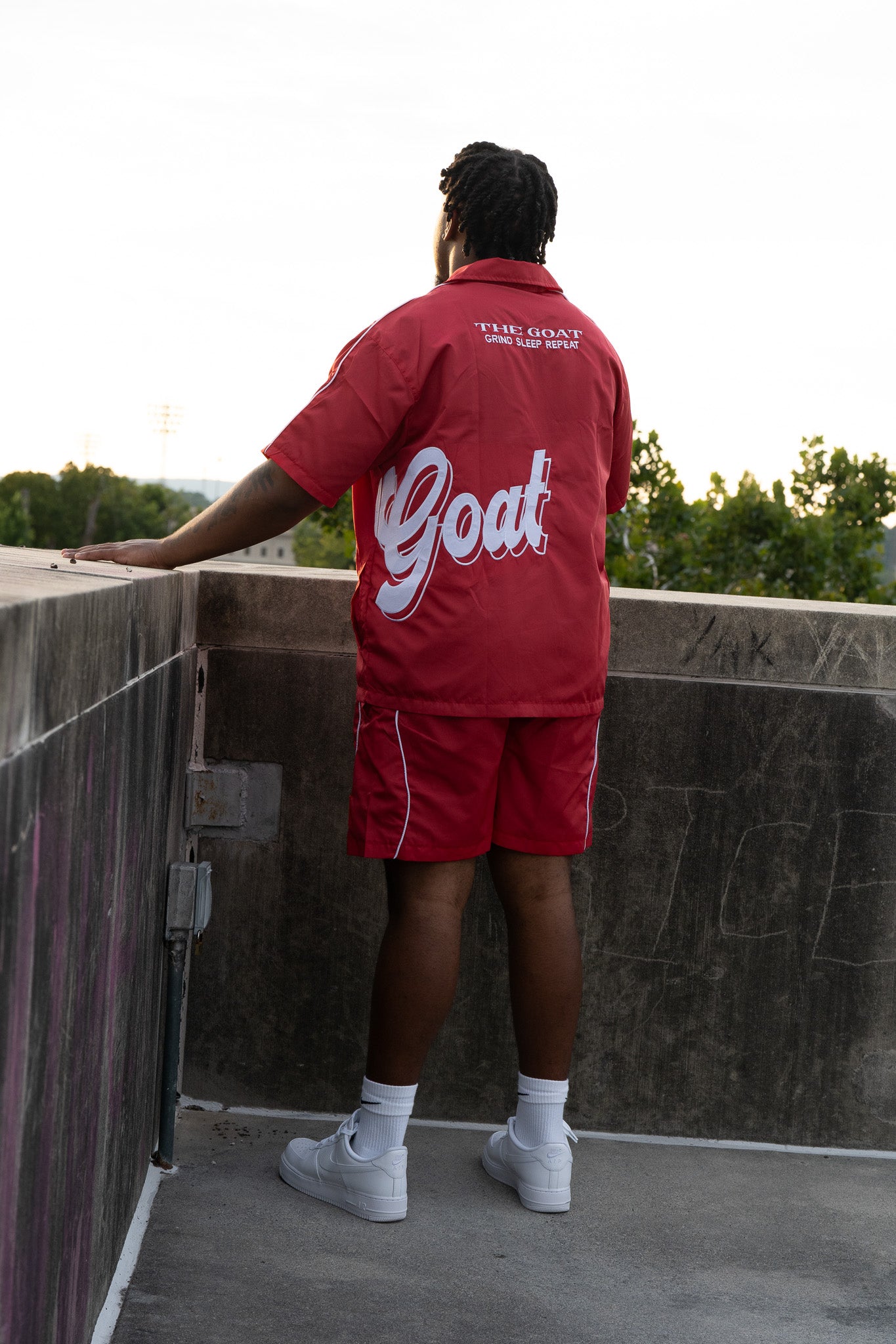THE GOAT RED & WHITE WIND-BREAKER SHORT SET!