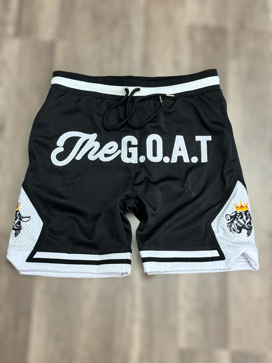 The G.O.A.T Authentic Black & White Signature basketball shorts