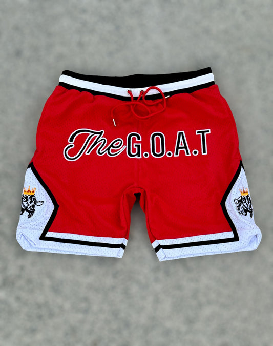 The G.O.A.T Authentic Red & White Signature basketball shorts