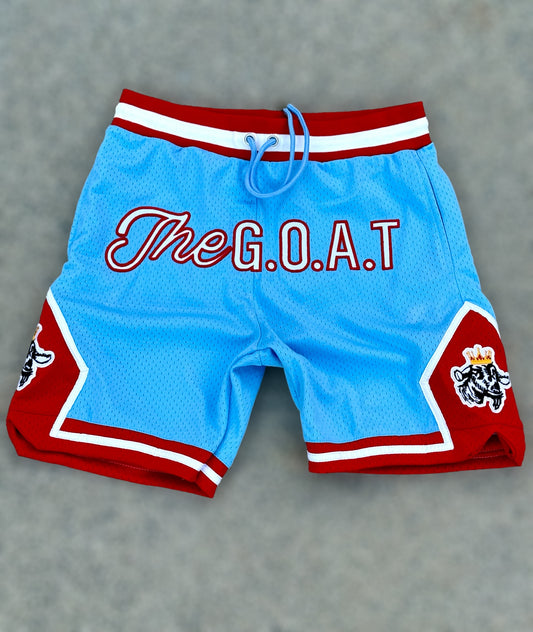 The G.O.A.T Authentic Baby Blue & Red Signature basketball shorts