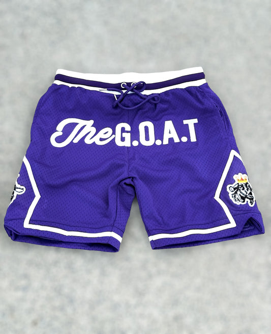 The G.O.A.T Authentic Purple & White Signature basketball shorts