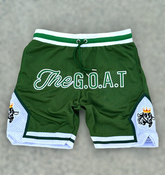 The G.O.A.T Authentic Green & White Signature basketball shorts