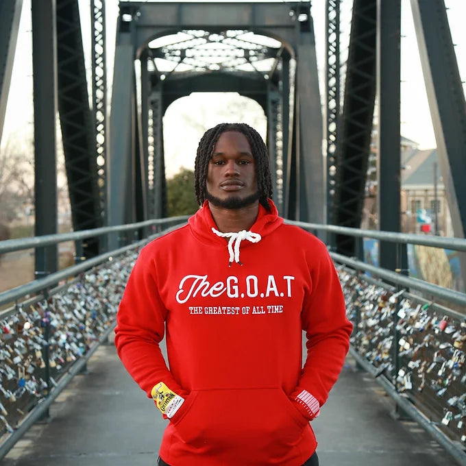 The G.O.A.T Red/White classic 3D embroidered signature Hoodie