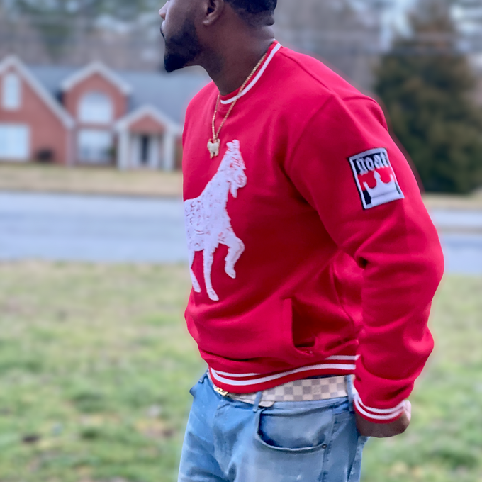 Big GOAT “Few are Chosen” Red and white crewneck