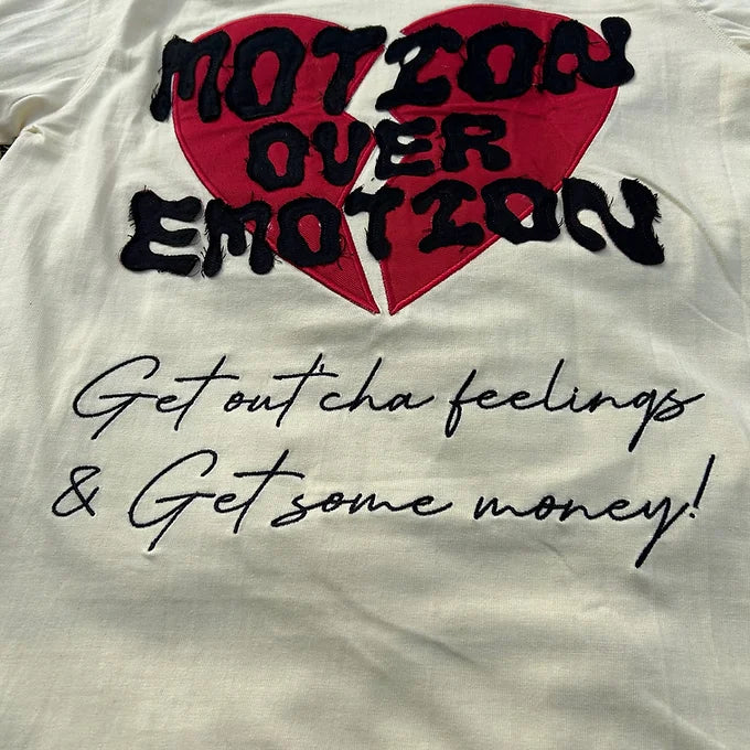 “MOTION OVER EMOTION” Cream/Red/Black Emotions t-shirt
