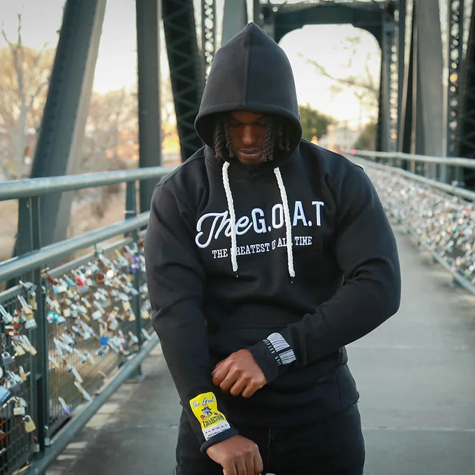 The G.O.A.T Black/white classic 3D embroidered signature  Hoodie