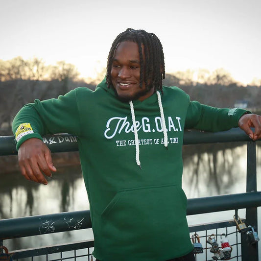 The G.O.A.T Green/White classic 3D embroidered signature Hoodie