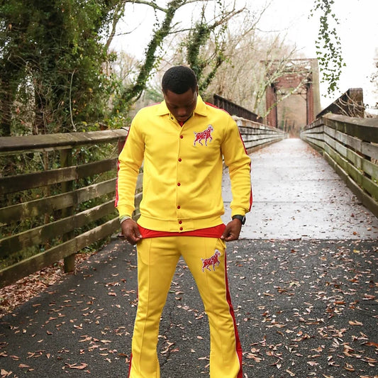 THE GOAT UNIVERSITY  YELLOW/RED/WHITE TRACKSUIT