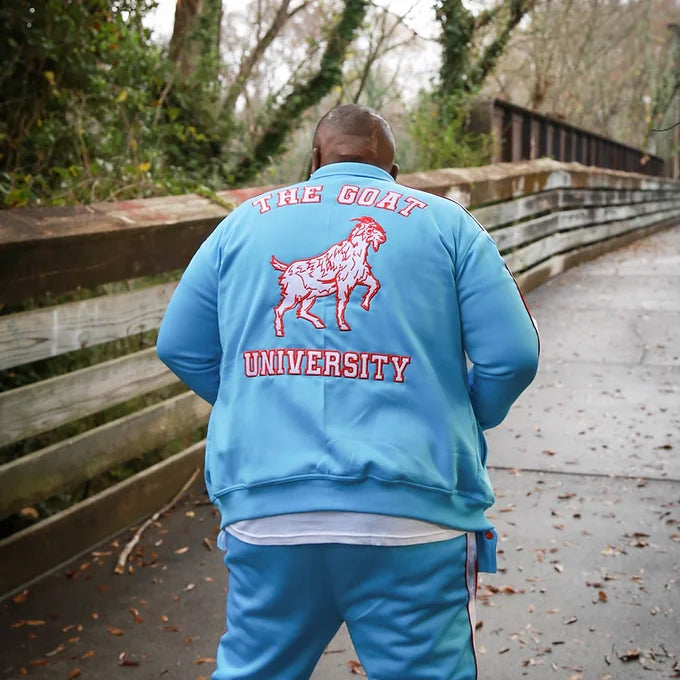 THE GOAT UNIVERSITY  BLUE/WHITE/RED TRACKSUIT