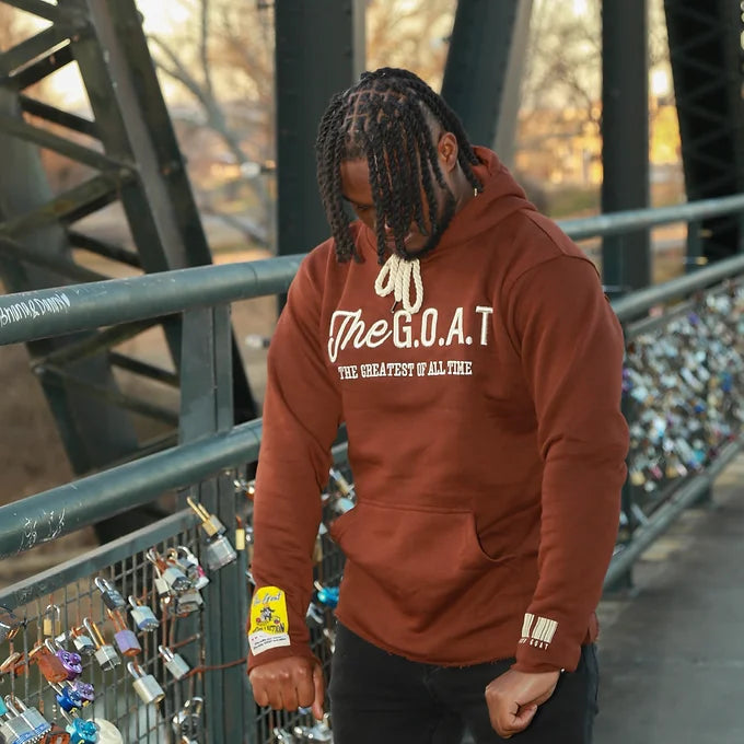 The G.O.A.T Brown/Cream classic 3D embroidered signature Hoodie