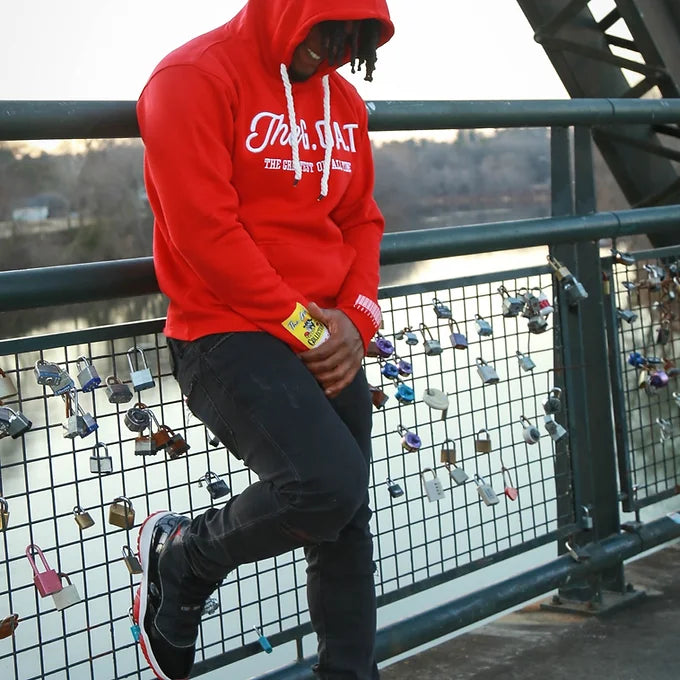 The G.O.A.T Red/White classic 3D embroidered signature Hoodie