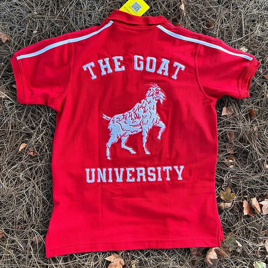 THE GOAT “UNIVERSITY” RED/WHITE/RED POLO